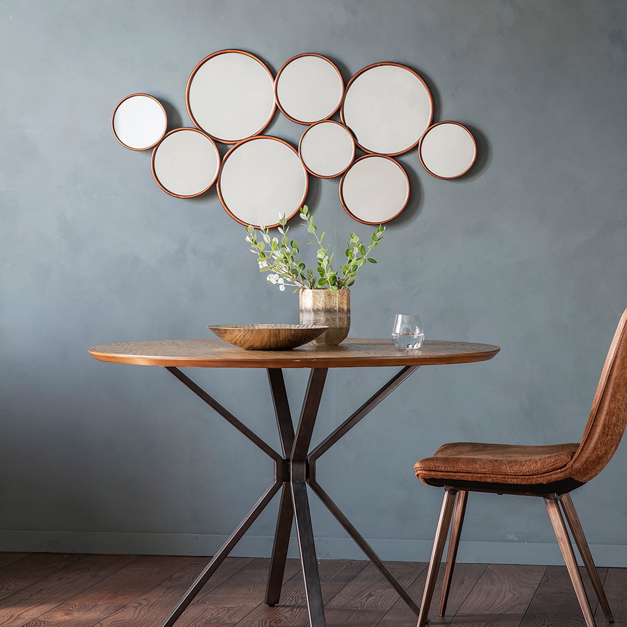 Mura Alma Round Cluster Wall Mirror - Antique Copper