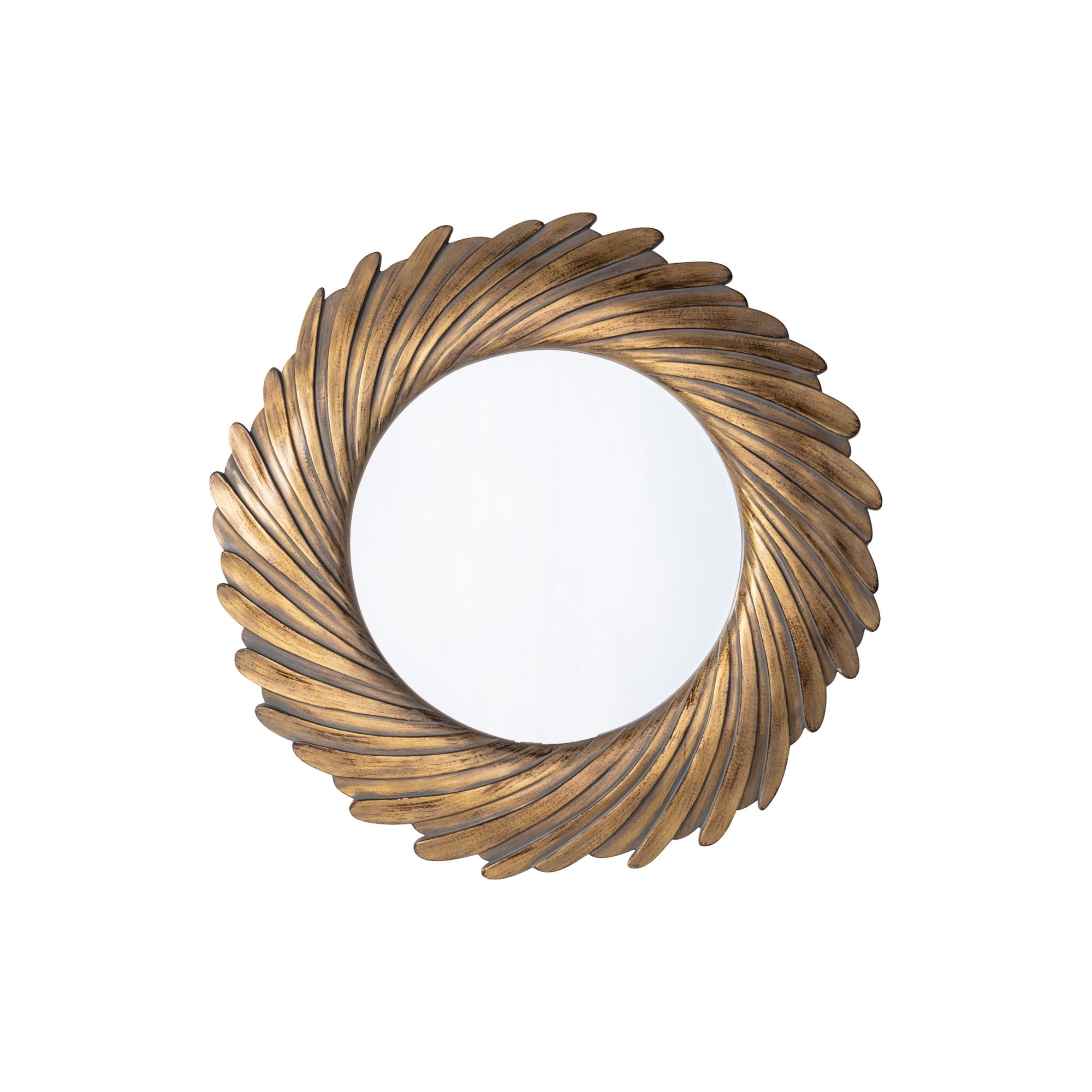 Mura Turbot Round Wall Mirror - Gold Verdigris