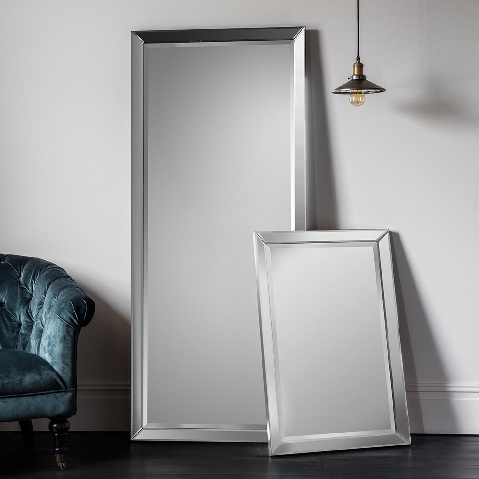 Mura Charlotte Full Length Leaner Mirror -  Brushed Silver