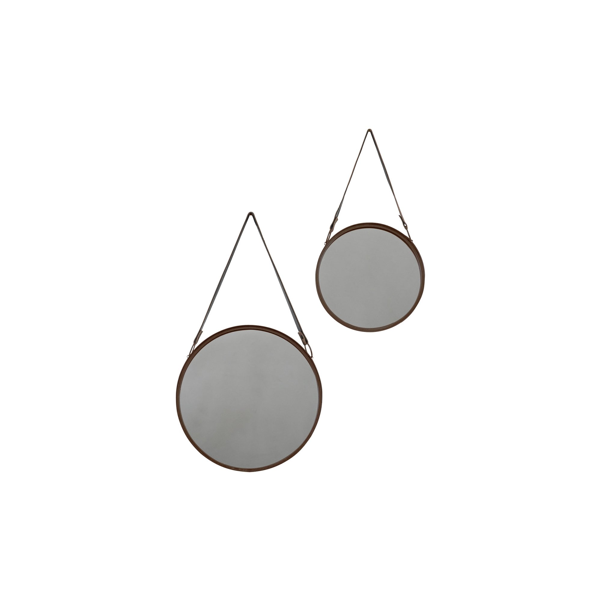 Mura Roma Set Of 2 Round Wall Mirrors - Aged Bronze