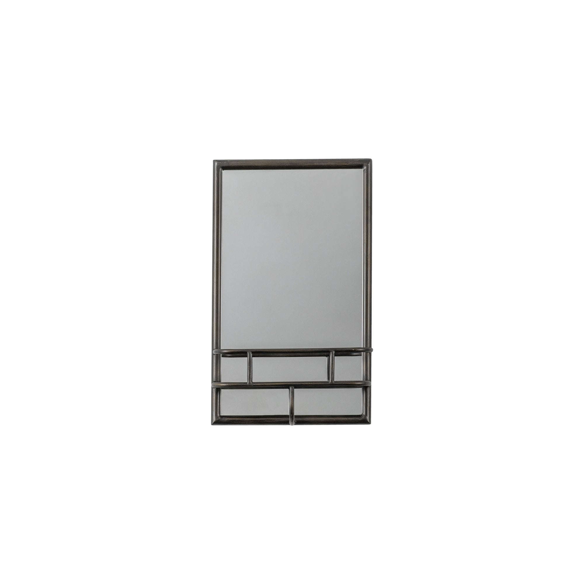 Mura Tank Rectangle Wall Mirror With Shelf - Rustic Bronze