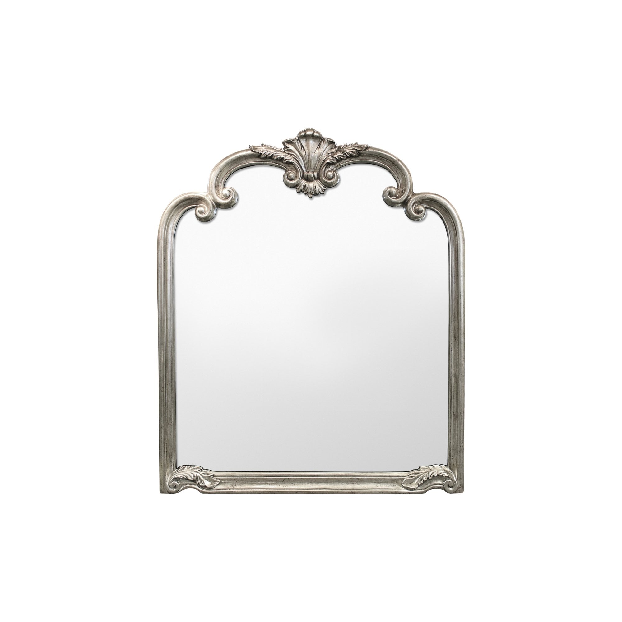 Mura Merivale Ornate Arched Over Mantle Mirror - Aged Silver