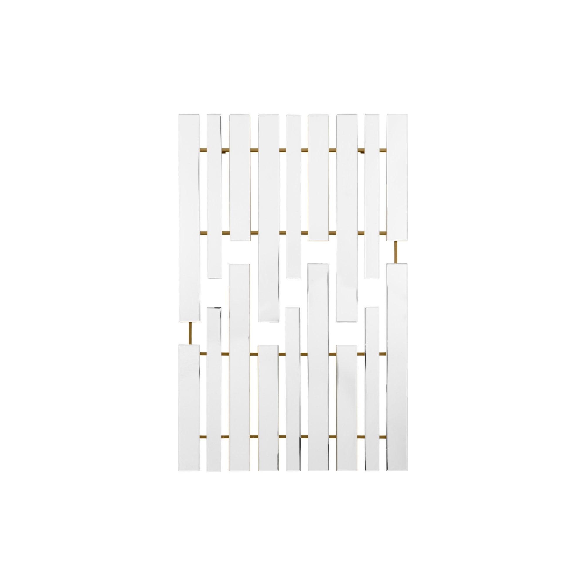 Mura Tribune Panel Rectangle Wall Mirror - Satin Gold