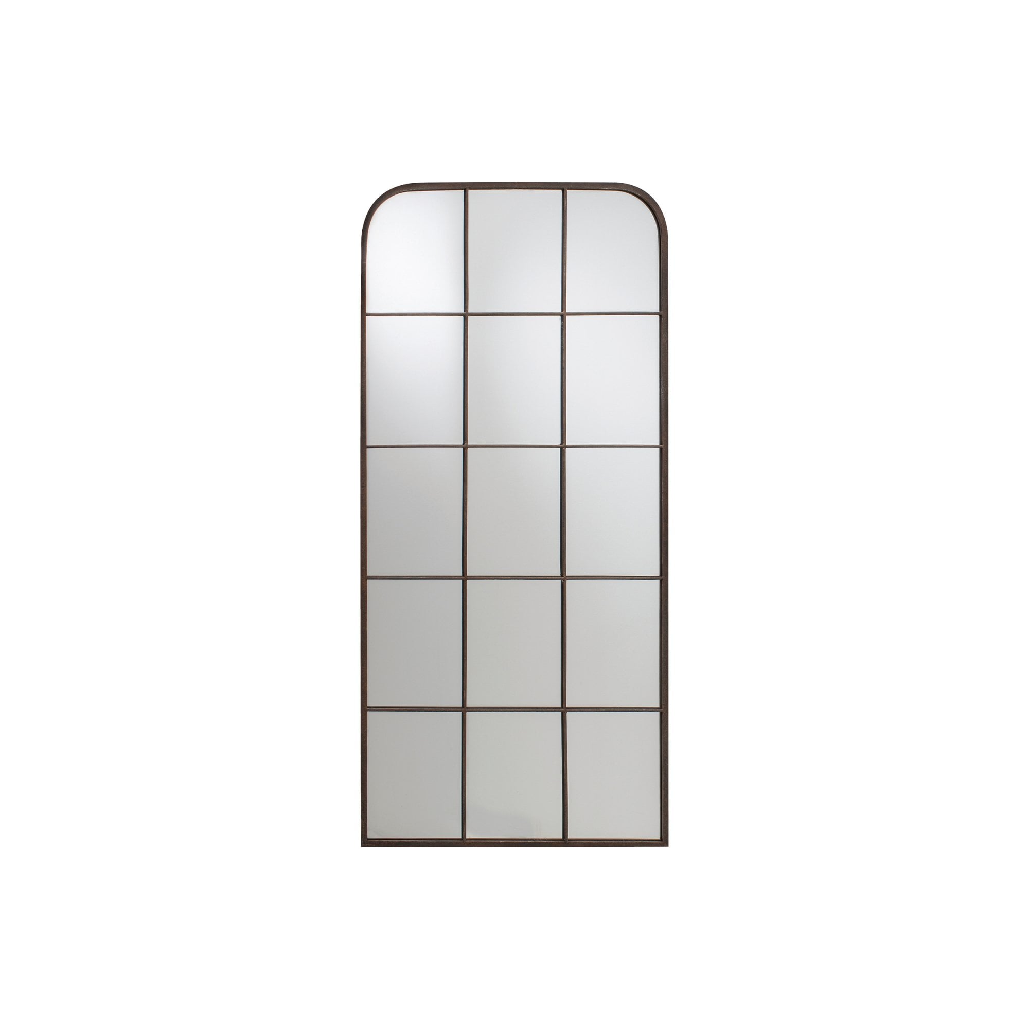 Mura Kent Arch Full Length Window Wall Mirror - Black Rustic