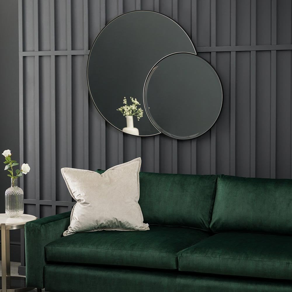 Mura Cordelia Interlocking Round Wall Mirror - Matt Black