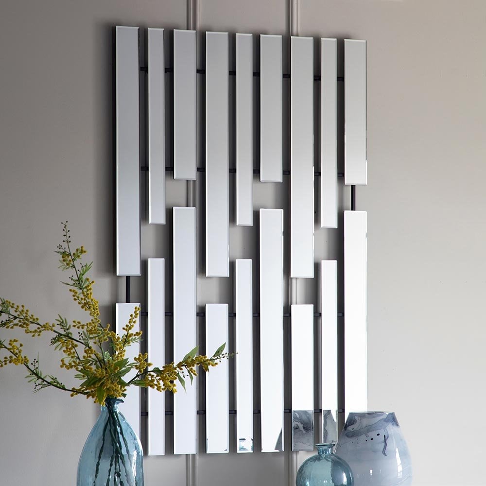 Mura Tribune Panel Rectangle Wall Mirror - Black