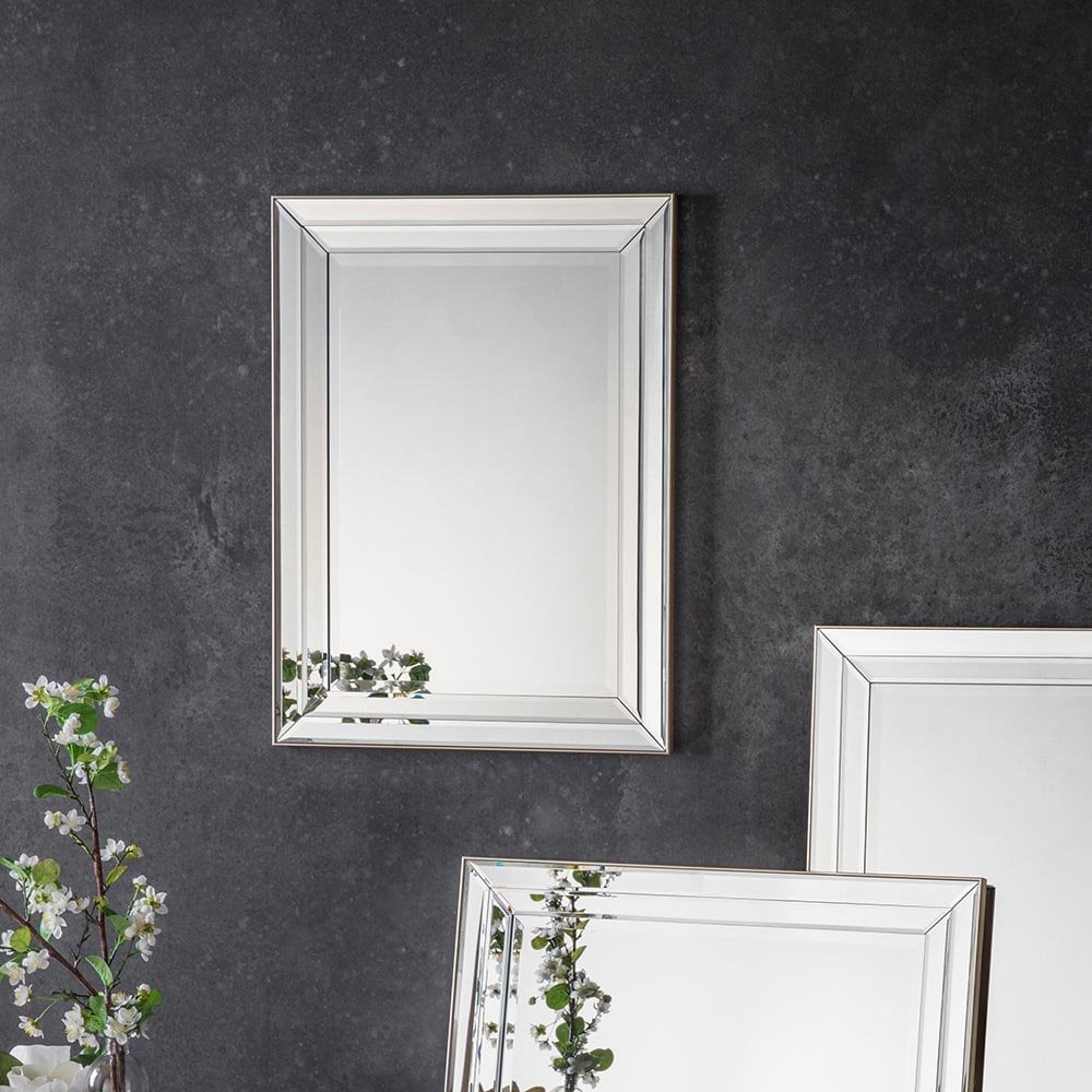 Mura Liverpool Double Bevelled Medium Rectangle Wall Mirror - Champagne Gold Paint