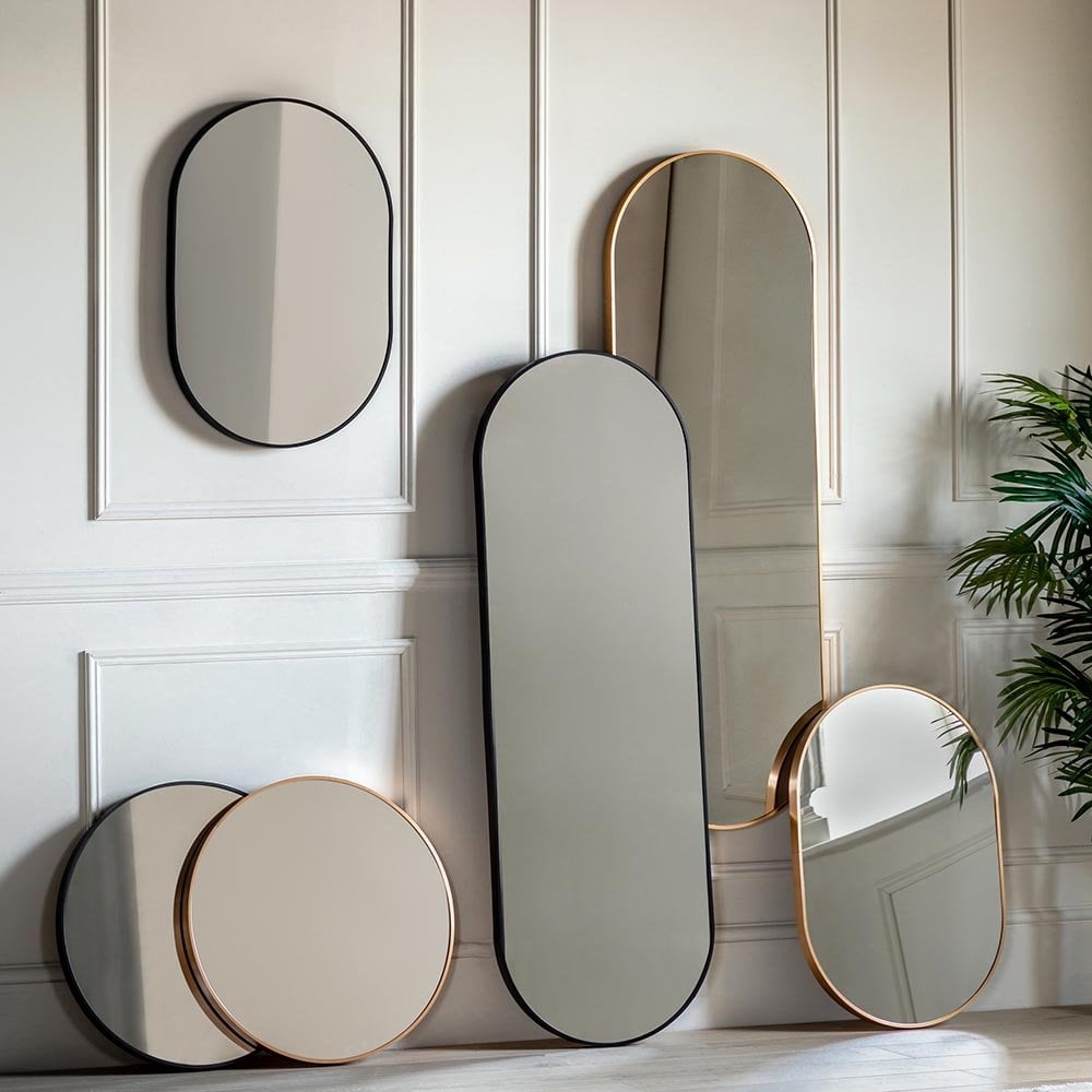 Mura Sydney Round Delicate Frame Wall Mirror - Matt Black