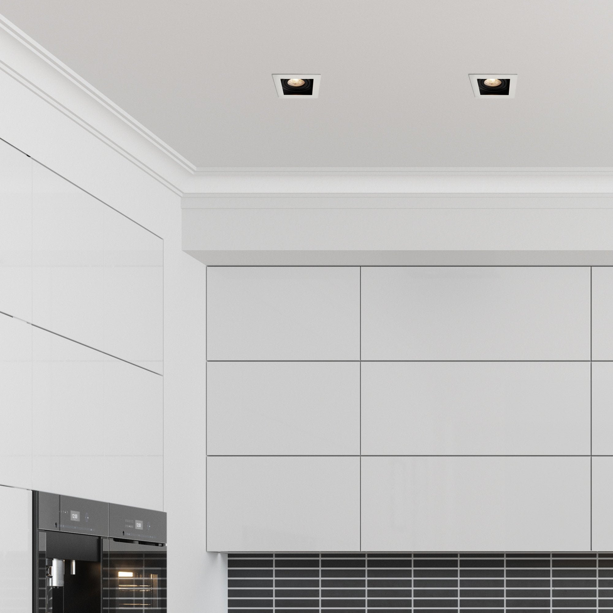 Context London Single Square Adjustable GU10 Downlight - Matt White & Matt Black - Fire Rated