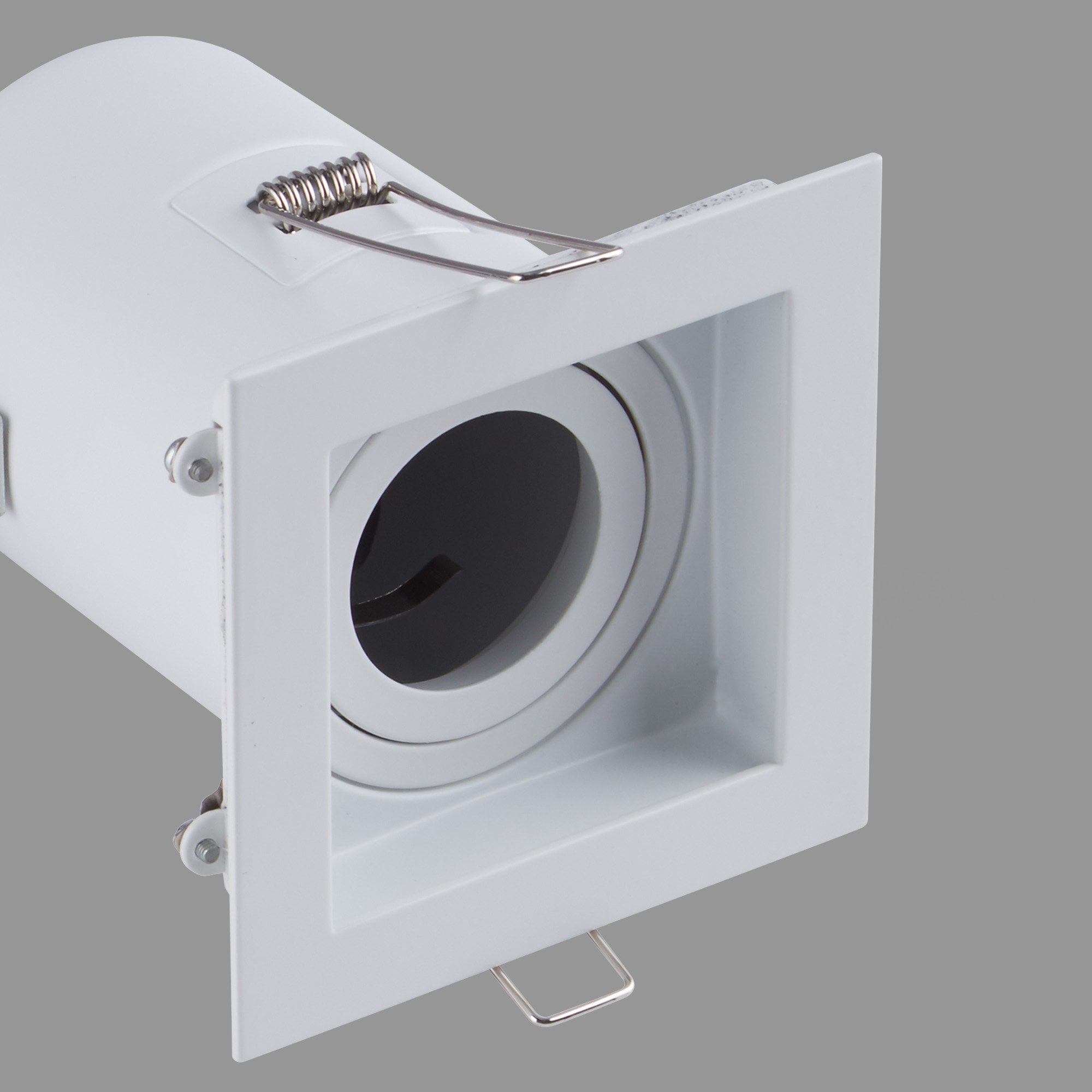 Context London Single Square Adjustable GU10 Downlight - Matt White - Fire Rated
