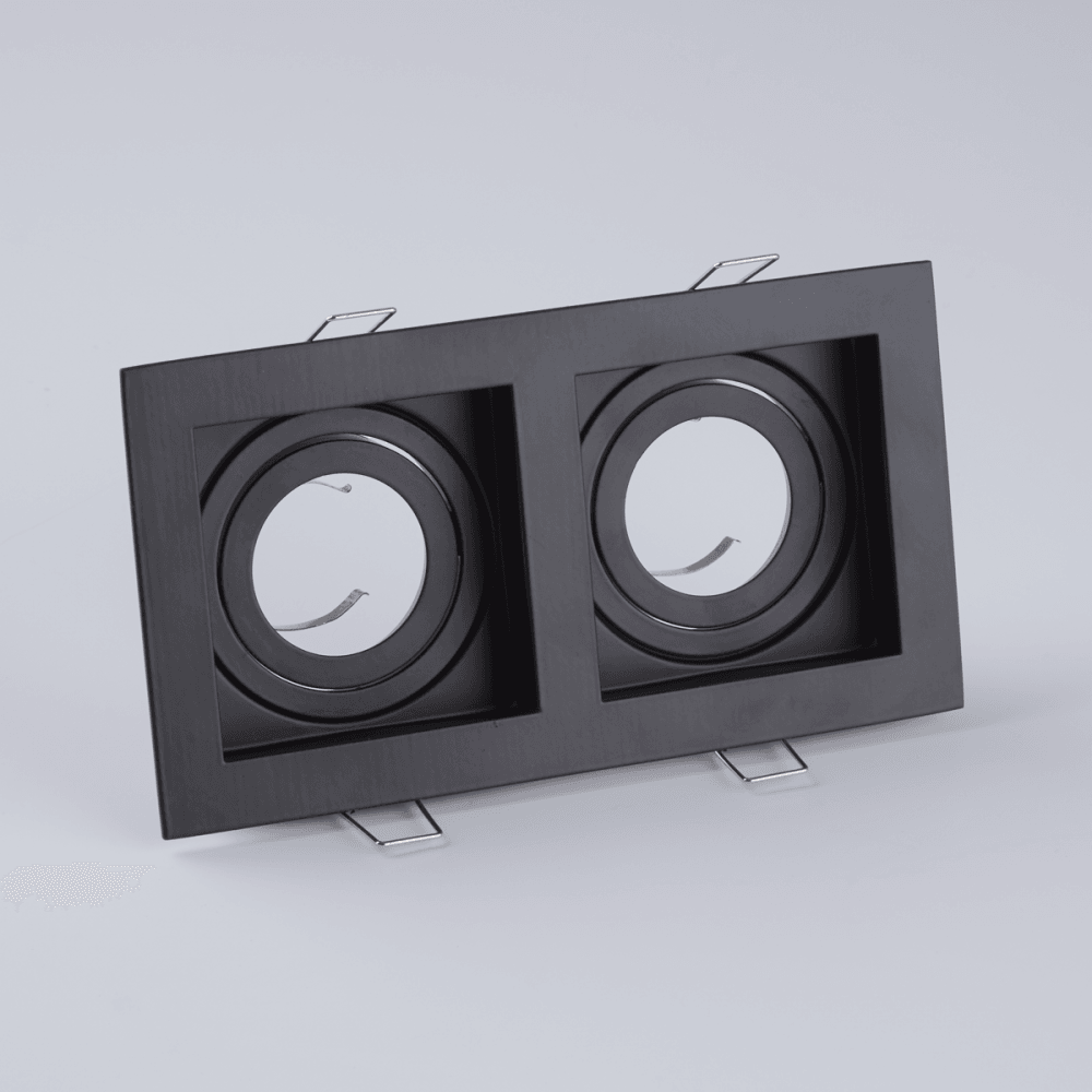 Context London Double Square Adjustable GU10 Downlight - Matt Black