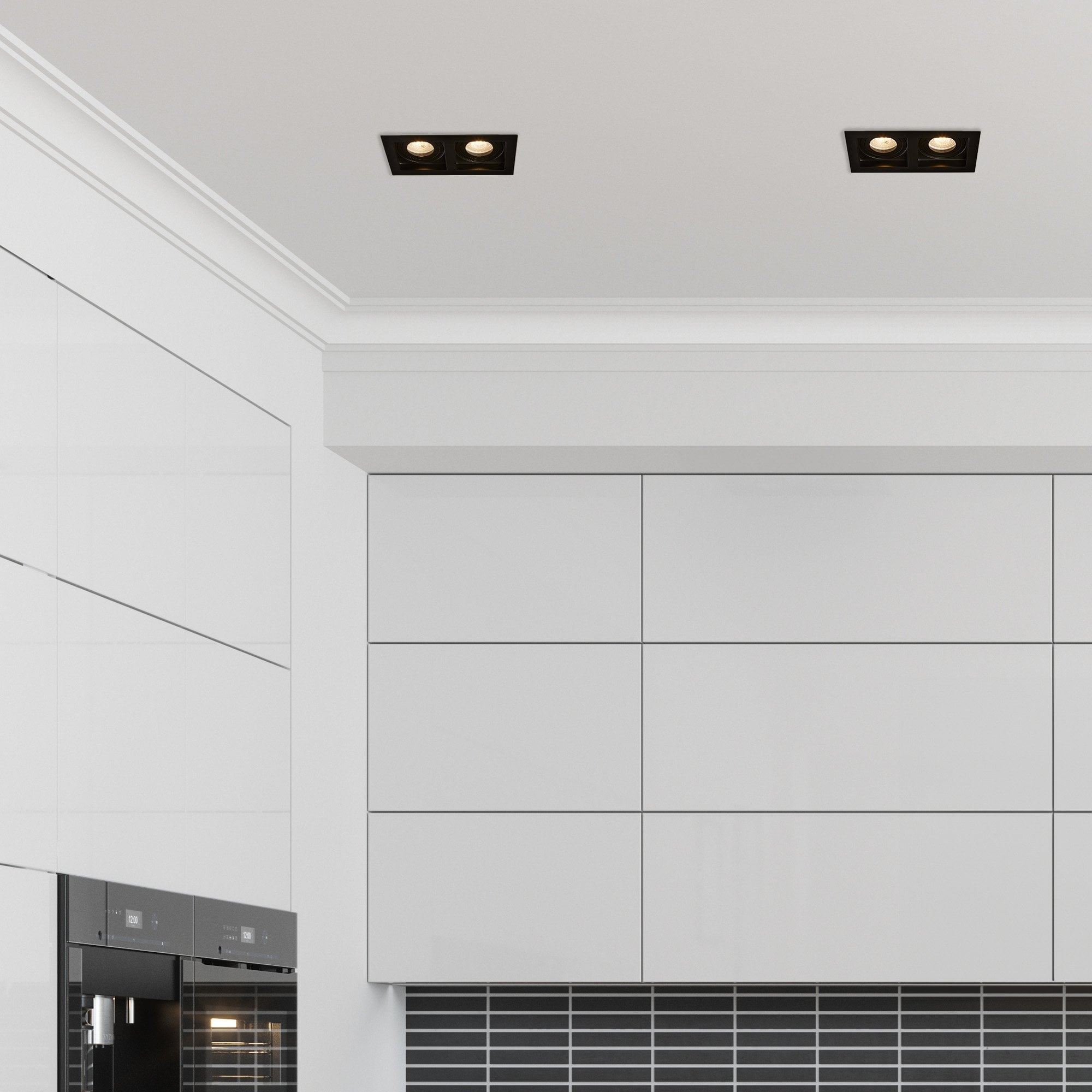 Context London Double Square Adjustable GU10 Downlight - Matt Black - Fire Rated