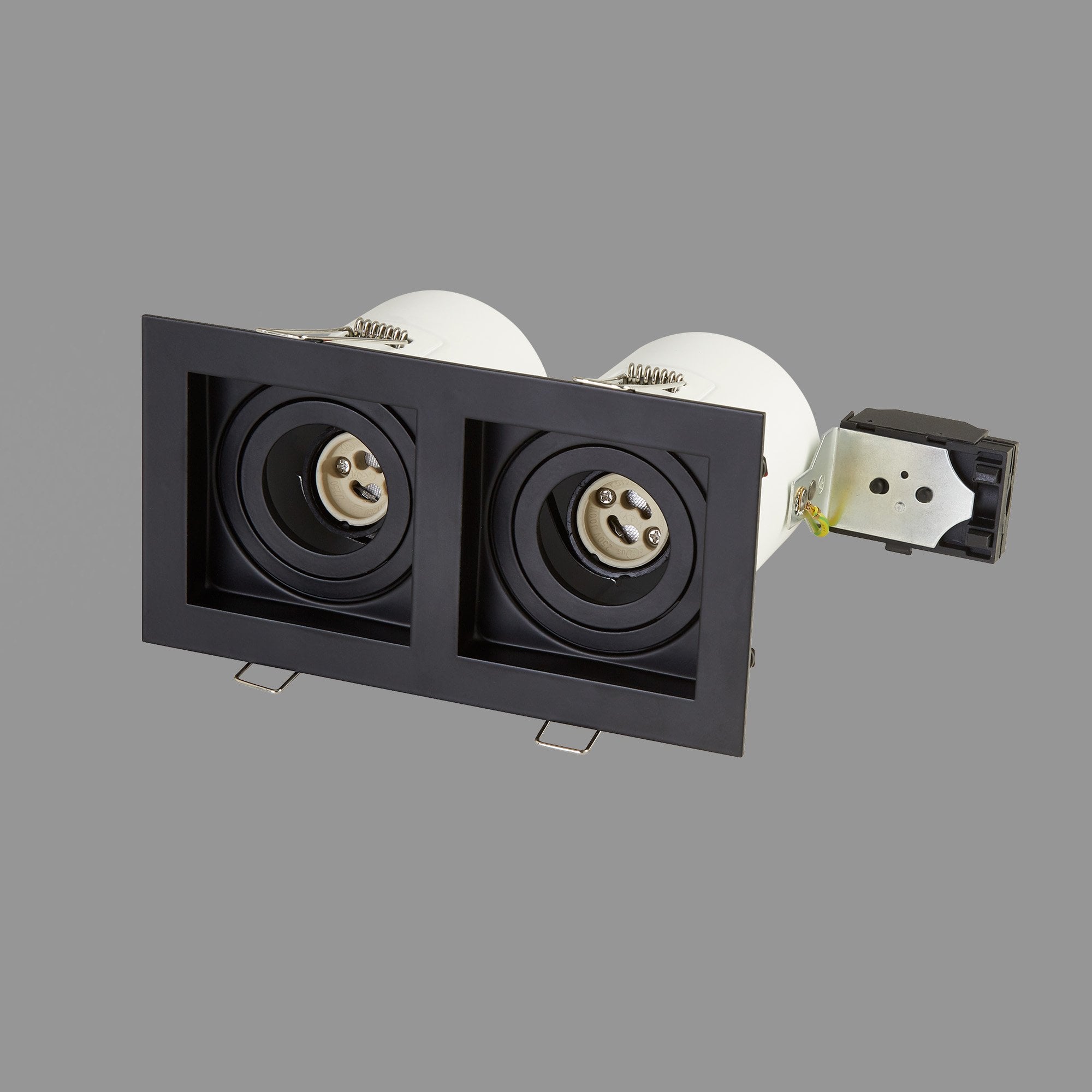 Context London Double Square Adjustable GU10 Downlight - Matt Black - Fire Rated