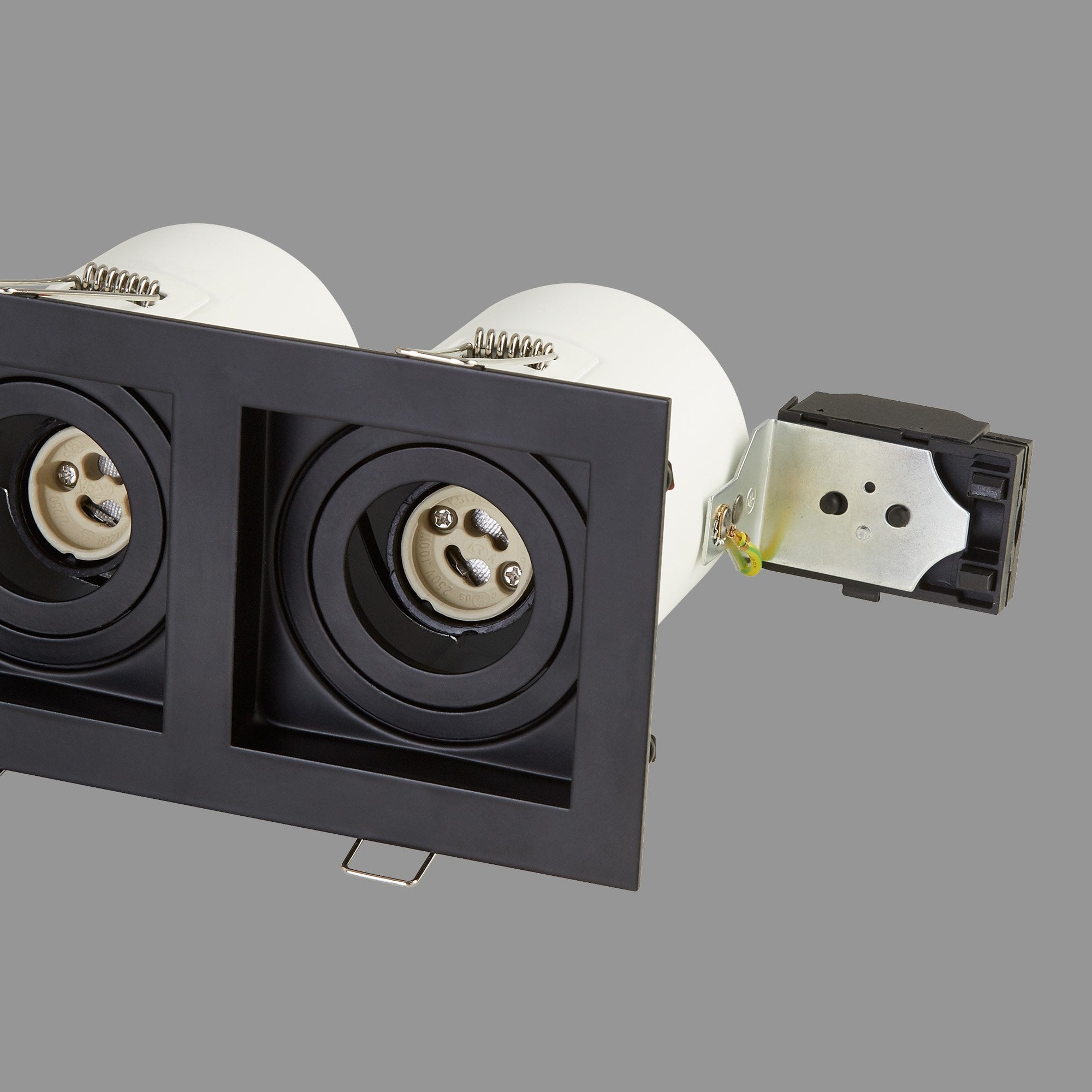 Context London Double Square Adjustable GU10 Downlight - Matt Black - Fire Rated