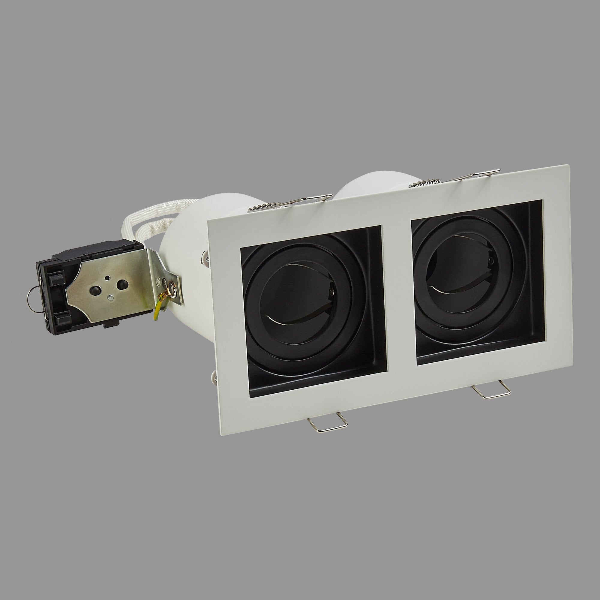 Context London Double Square Adjustable GU10 Downlight - Matt White & Matt Black - Fire Rated