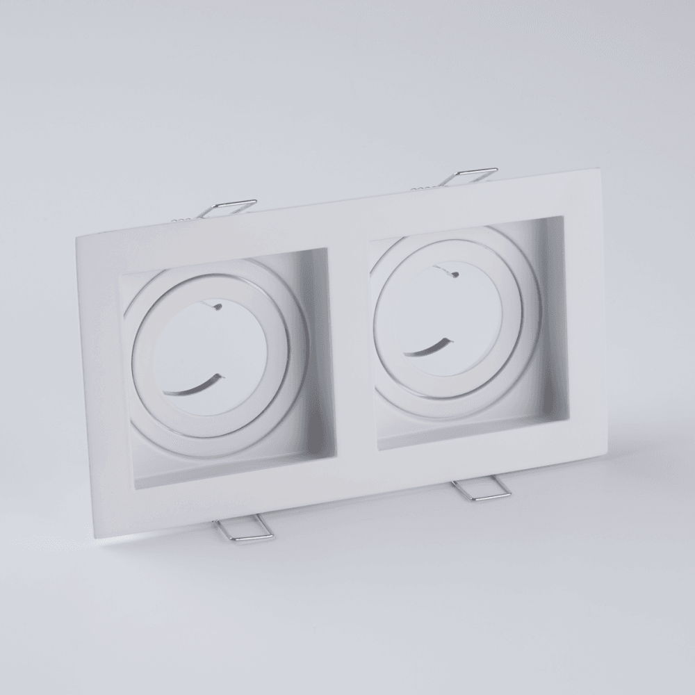 Context London Double Square Adjustable GU10 Downlight - Matt White