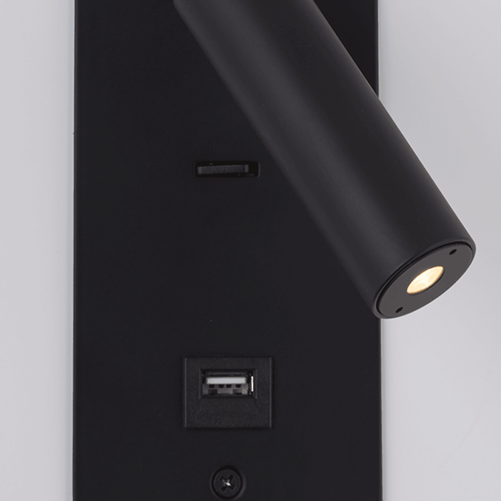 Context Frankfurt 1W Recessed LED Reading Light with USB - Matt Black