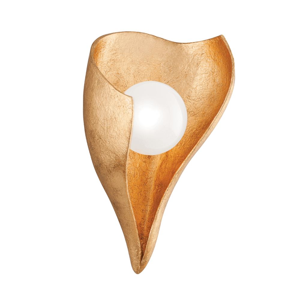 Corbett Moonstone 1 Light Wall Sconce Light - Vintage Gold Leaf