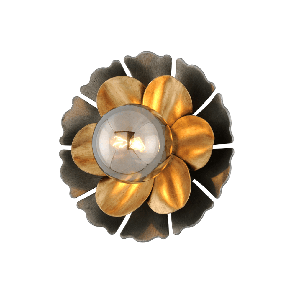 Corbett Magic Garden Petal 1 Light Wall Sconce Light - Black, Graphite & Bronze Leaf