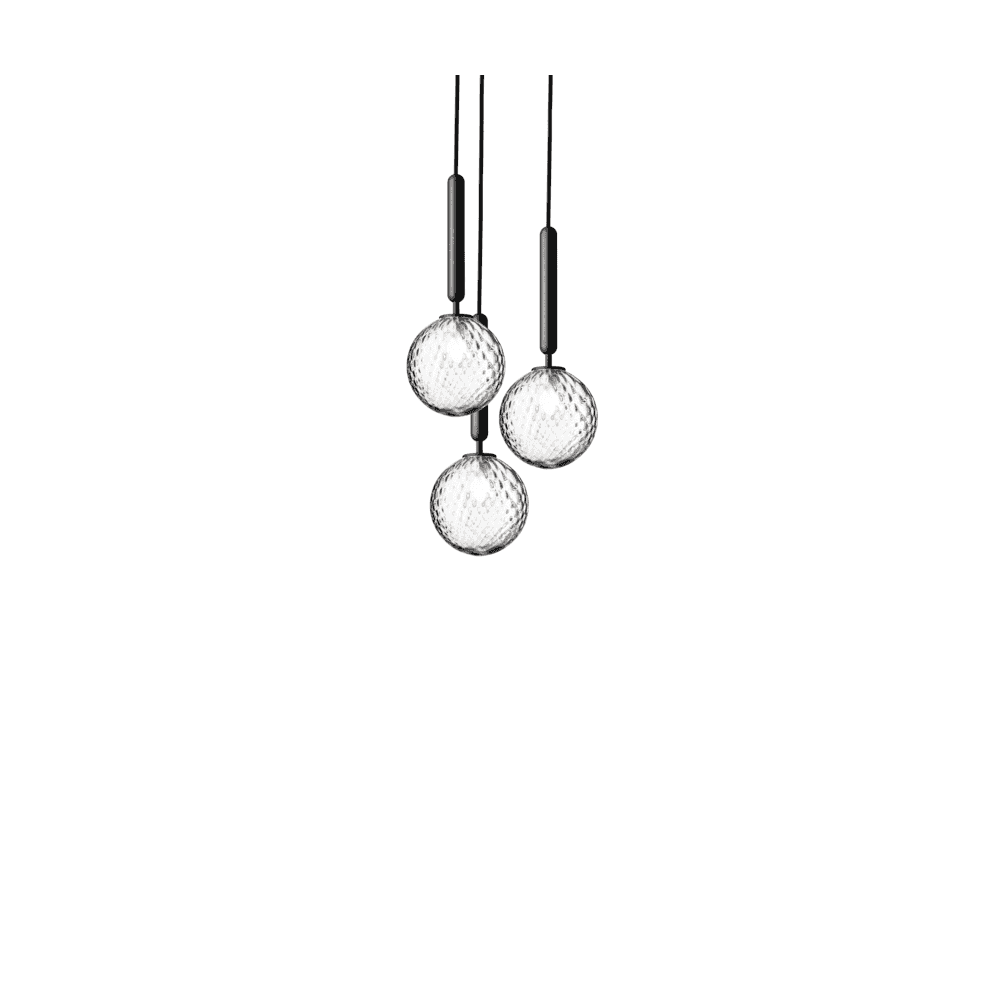 Nuura Miira 3 Light Chandelier - Rock Grey & Optic Clear Glass