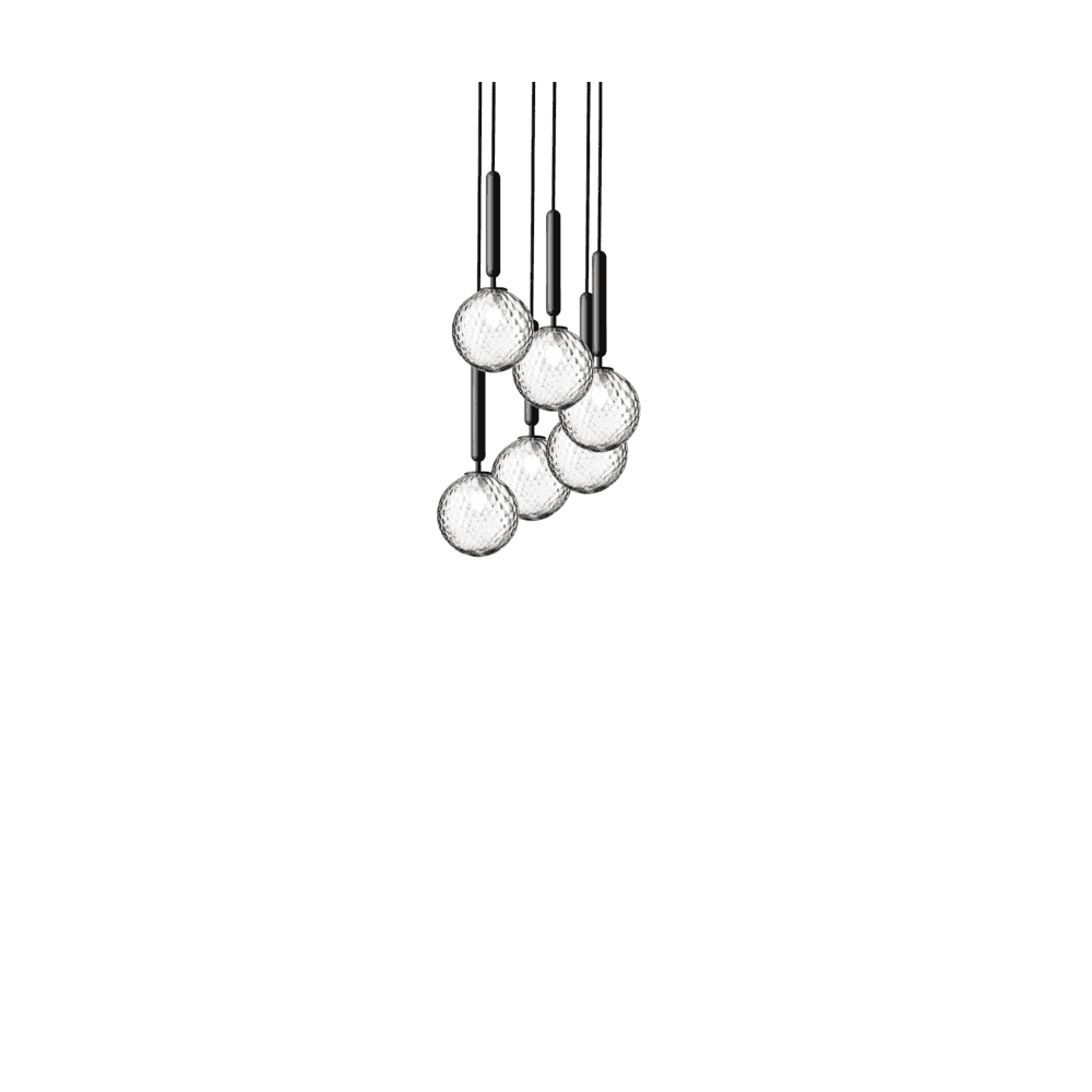 Nuura Miira 6 Light Chandelier - Rock Grey & Optic Clear Glass