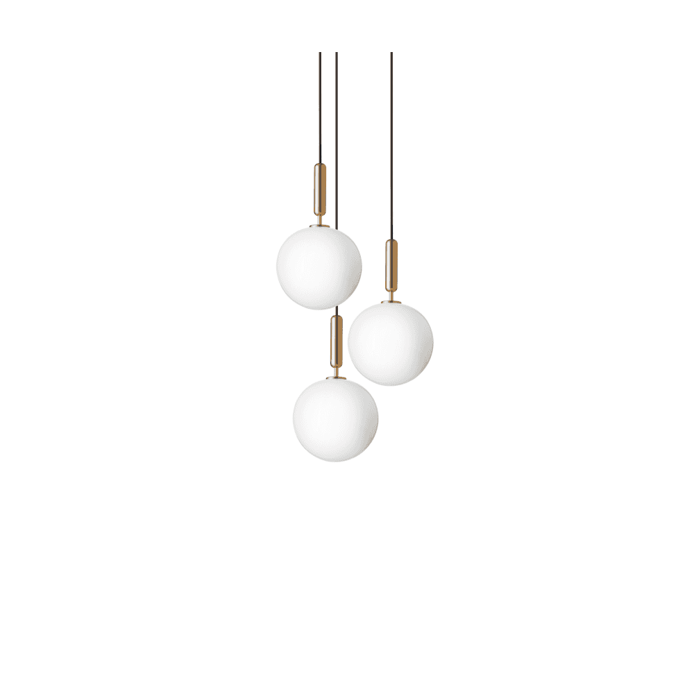 Nuura Miira Large 3 Light Chandelier - Brass & Opal Glass