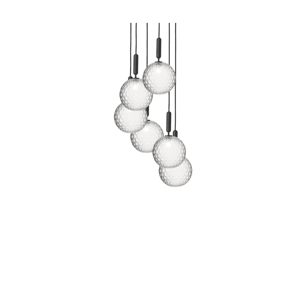 Nuura Miira Large 6 Light Chandelier - Rock Grey & Optic Clear Glass