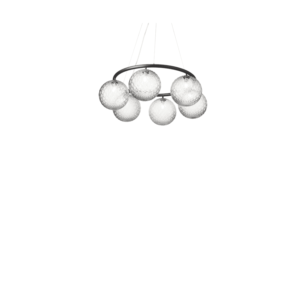 Nuura Miira 6 Light Circular Chandelier - Rock Grey & Optic Clear Glass