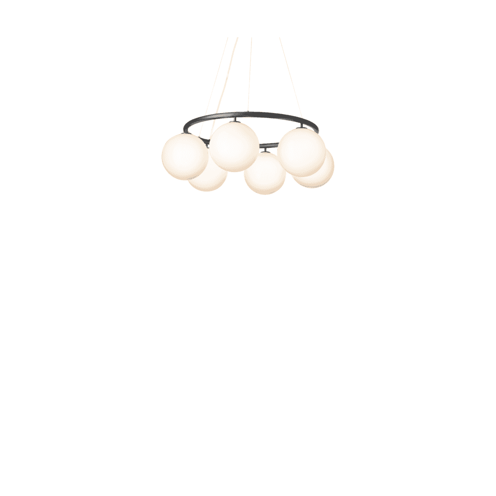 Nuura Miira 6 Light Circular Chandelier - Rock Grey & Opal Glass