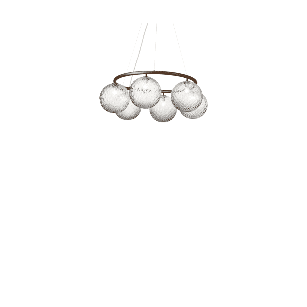 Nuura Miira 6 Light Circular Chandelier - Dark Bronze & Optic Clear Glass