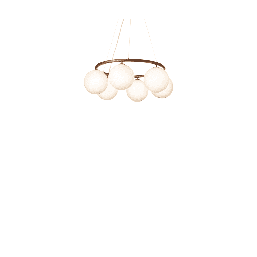Nuura Miira 6 Light Circular Chandelier - Dark Bronze & Opal Glass