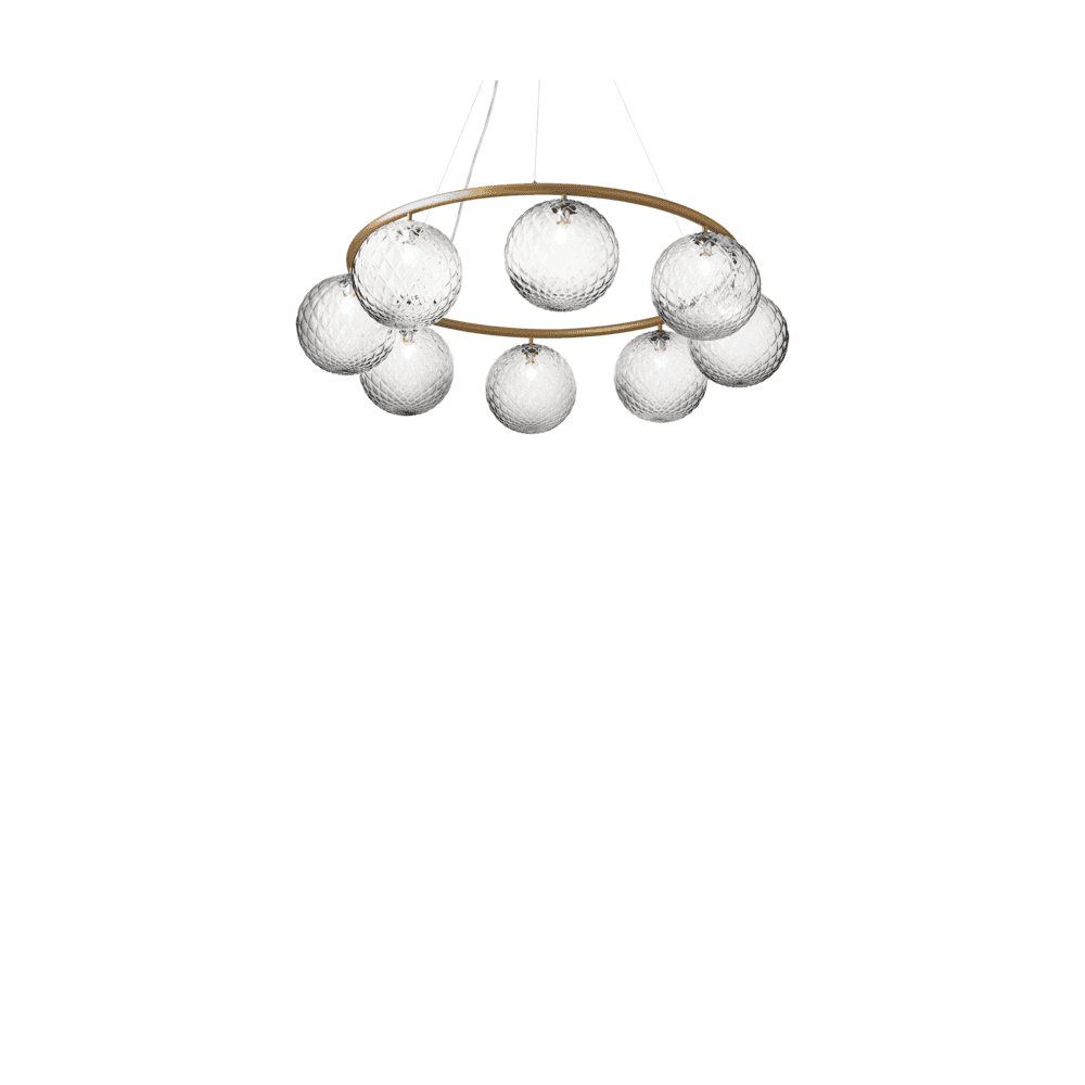 Nuura Miira 8 Light Circular Chandelier - Brass & Optic Clear Glass