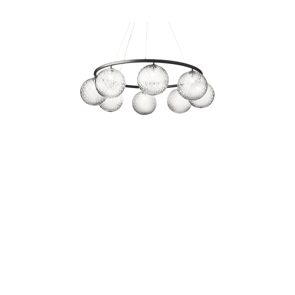 Nuura Miira 8 Light Circular Chandelier - Rock Grey & Optic Clear Glass