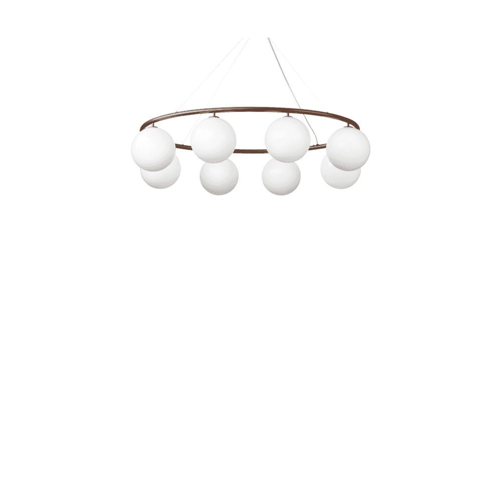 Nuura Miira 8 Light Oval Chandelier - Dark Bronze & Opal Glass