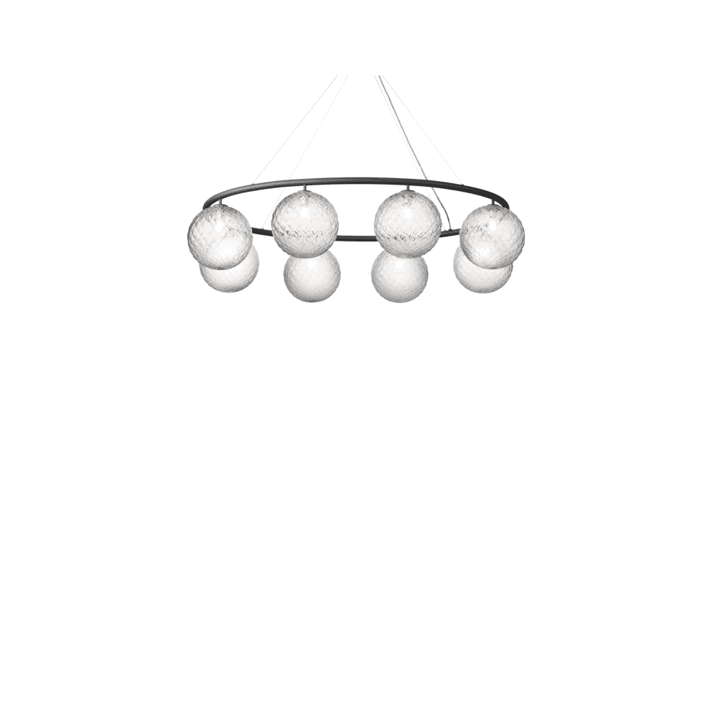 Nuura Miira 8 Light Oval Chandelier - Rock Grey & Optic Clear Glass