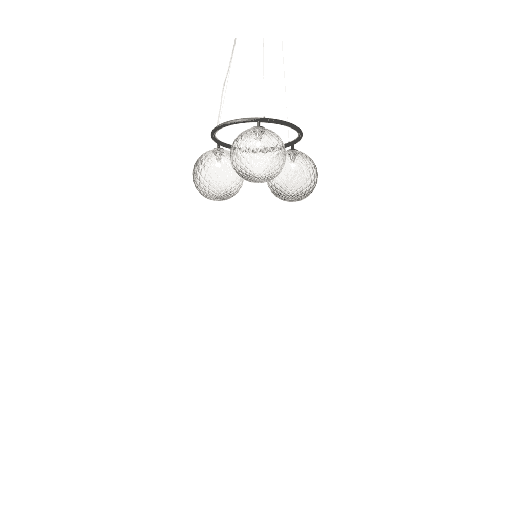 Nuura Miira 3 Light Circular Chandelier - Rock Grey & Optic Clear Glass