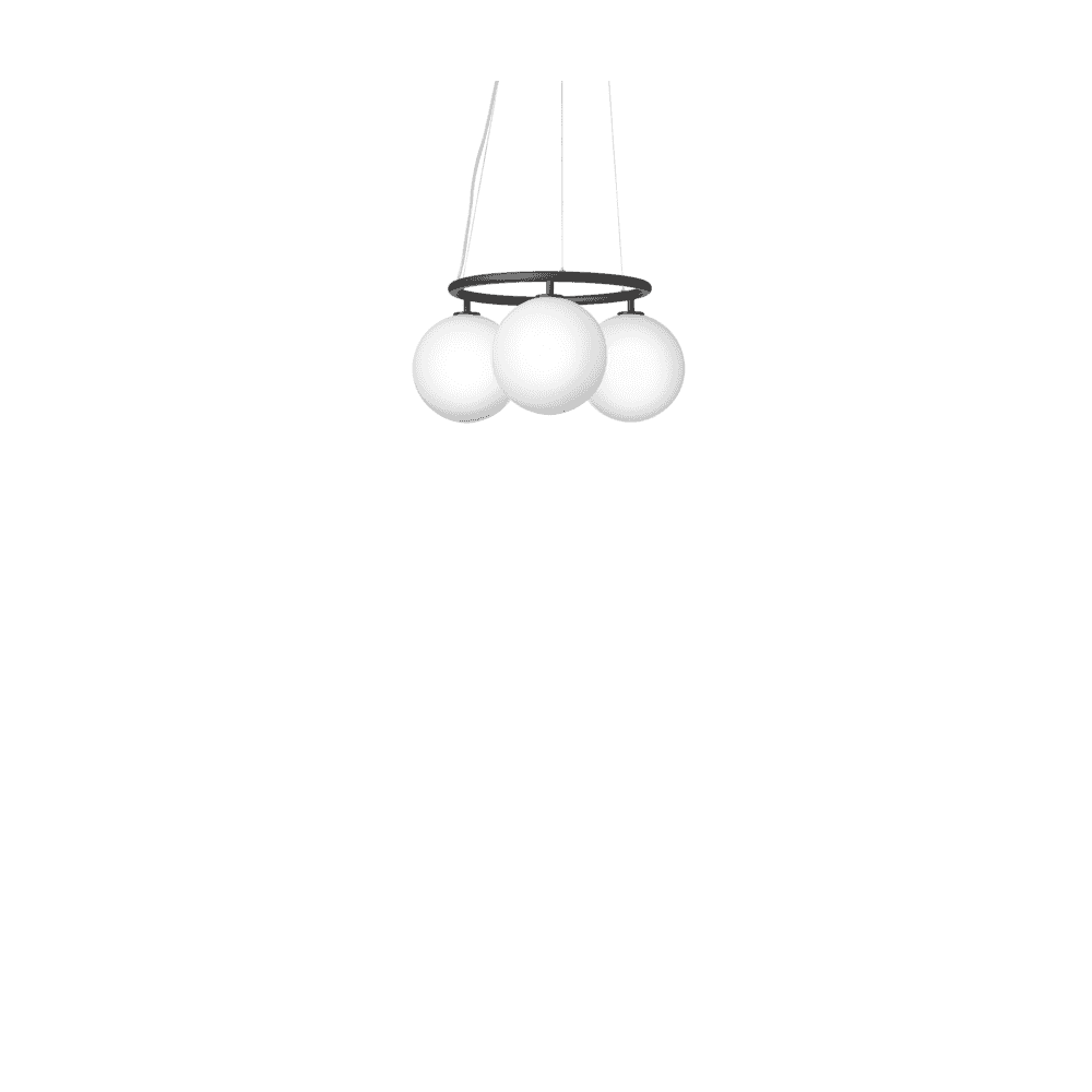 Nuura Miira 3 Light Circular Chandelier - Rock Grey & Opal Glass