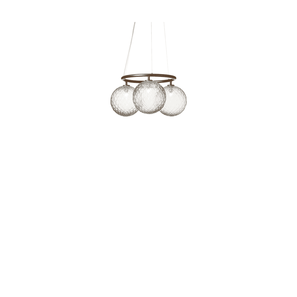 Nuura Miira 3 Light Circular Chandelier - Dark Bronze & Optic Clear Glass