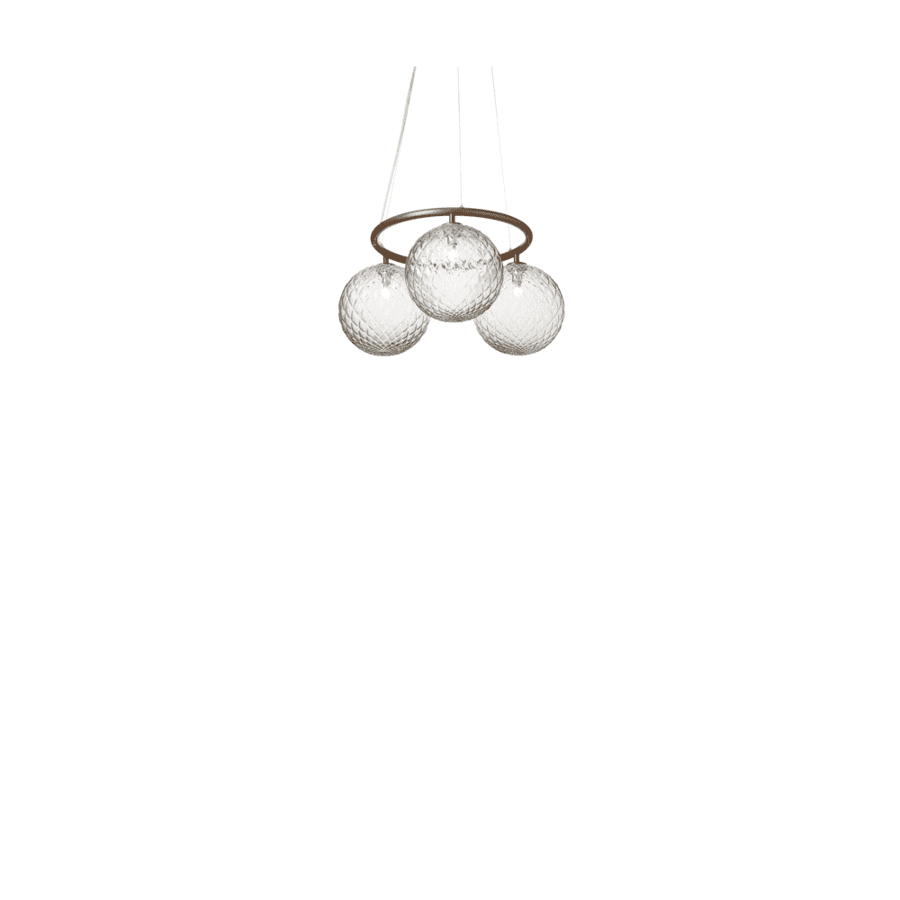 Nuura Miira 3 Light Circular Chandelier - Dark Bronze & Optic Clear Glass