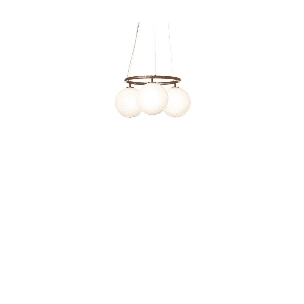 Nuura Miira 3 Light Circular Chandelier - Dark Bronze & Opal Glass
