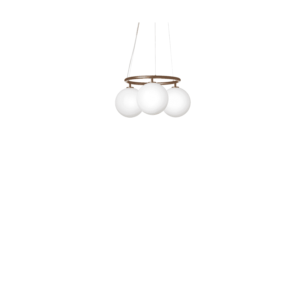Nuura Miira 3 Light Circular Chandelier - Dark Bronze & Opal Glass