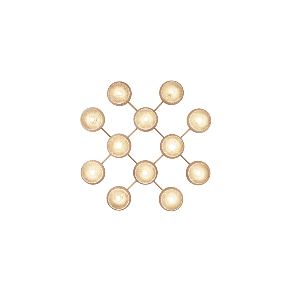 Nuura Liila 12 Light Wall/Flush Light - Nordic Gold & Optic Clear Glass
