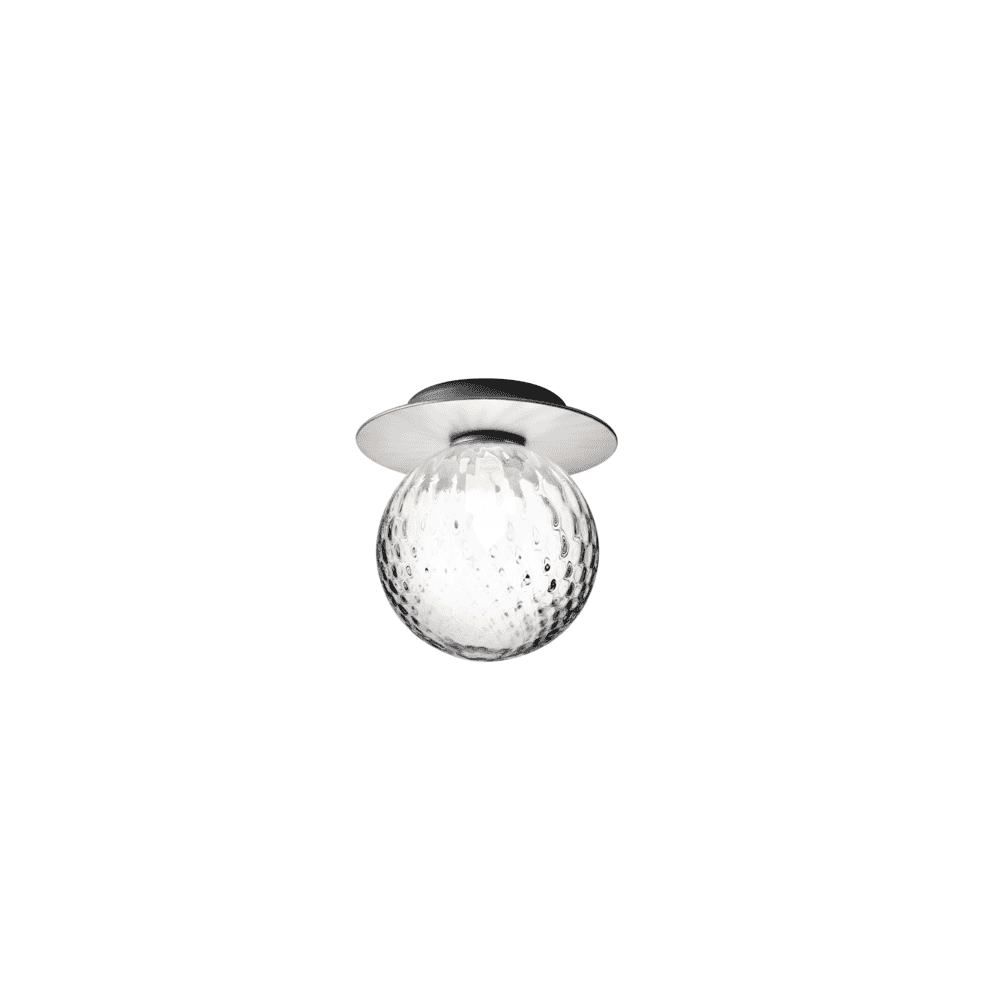 Nuura Liila 1 Light Medium IP44 Wall/Flush Light - Light Silver & Optic Clear Glass