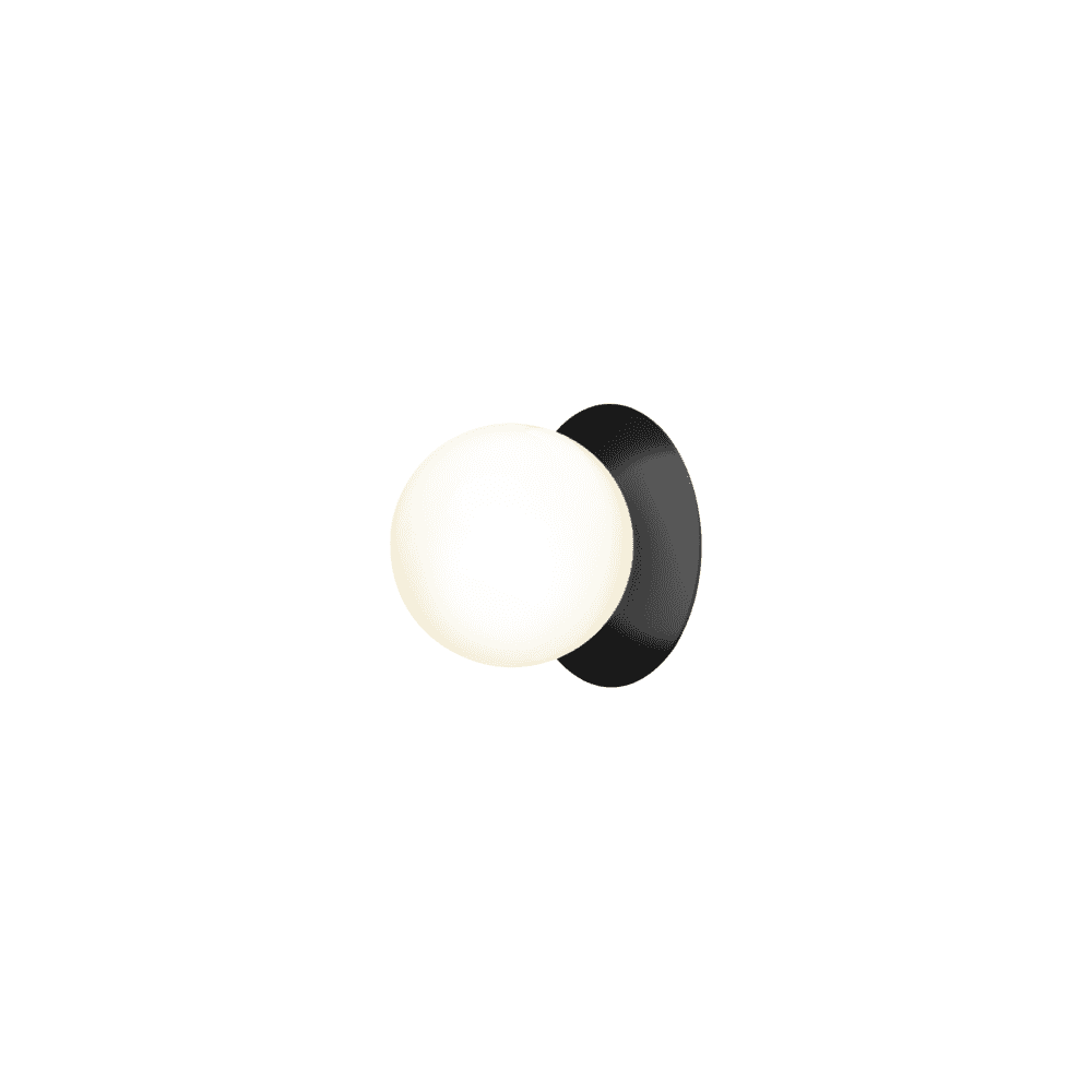 Nuura Liila 1 Light Medium IP44 Wall/Flush Light - Black & Opal Glass