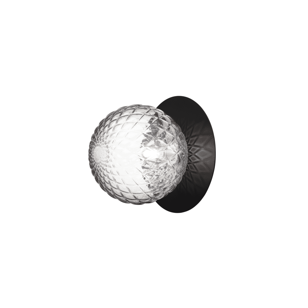 Nuura Liila 1 Light Large IP44 Wall/Flush Light - Black & Optic Clear Glass