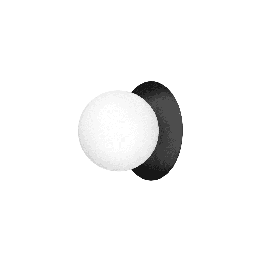 Nuura Liila 1 Light Large IP44 Wall/Flush Light - Black & Opal Glass