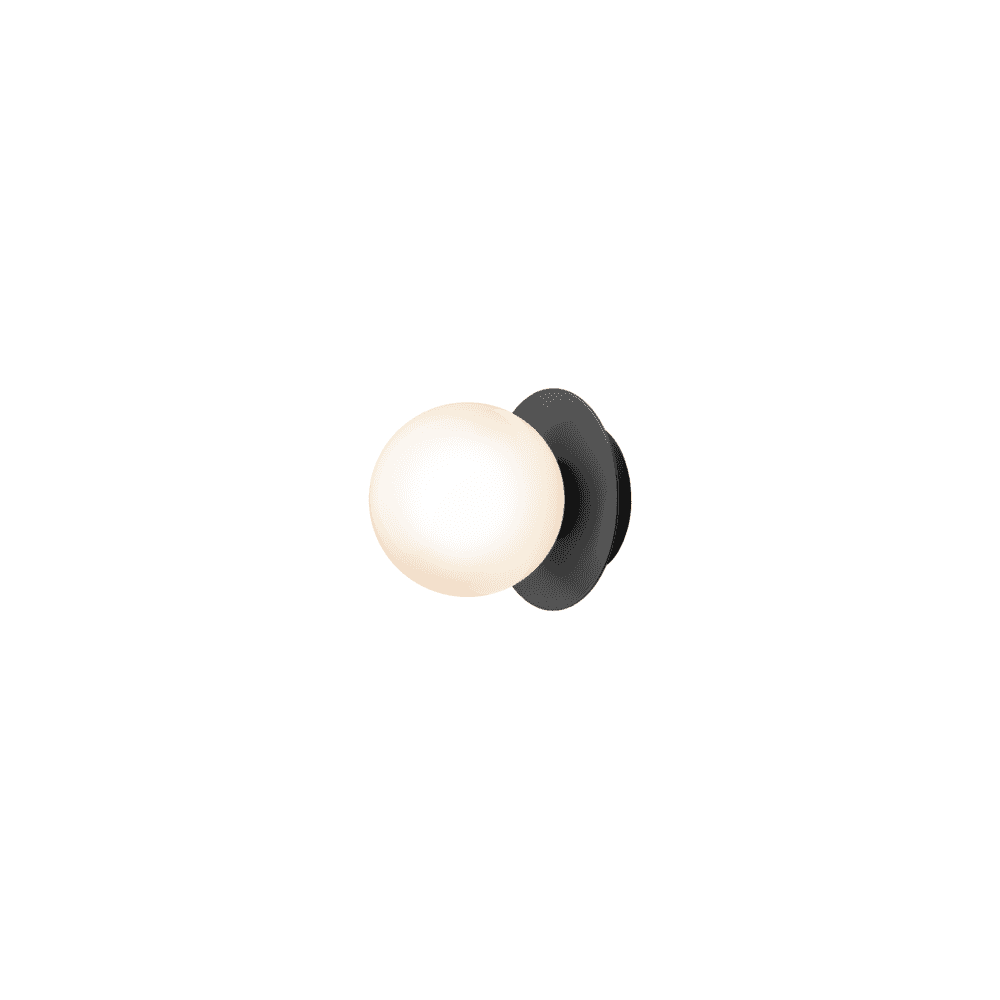 Nuura Liila 1 Light Small IP44 Wall/Flush Light - Black & Opal Glass