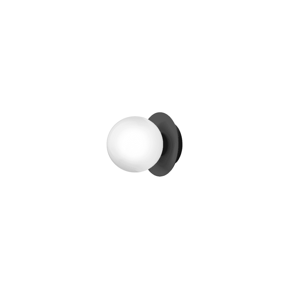 Nuura Liila 1 Light Small IP44 Wall/Flush Light - Black & Opal Glass