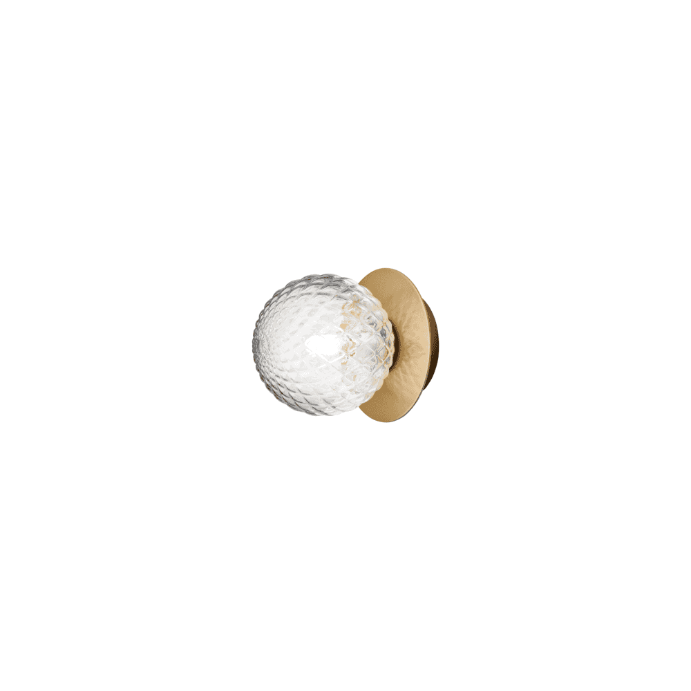 Nuura Liila 1 Light Small IP44 Wall/Flush Light - Nordic Gold & Optic Clear Glass