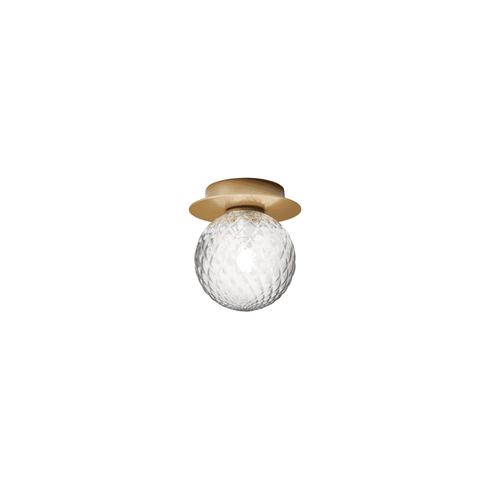 Nuura Liila 1 Light Small IP44 Wall/Flush Light - Nordic Gold & Optic Clear Glass